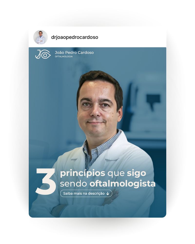 Post Instagram: Equipamento de oftalmologia em close-up